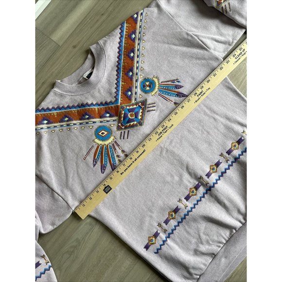 Vintage‎ Lifestyles 90s Aztec Mexican Purple Sweatshirt Adult One Size Made USA - Picture 6 of 15